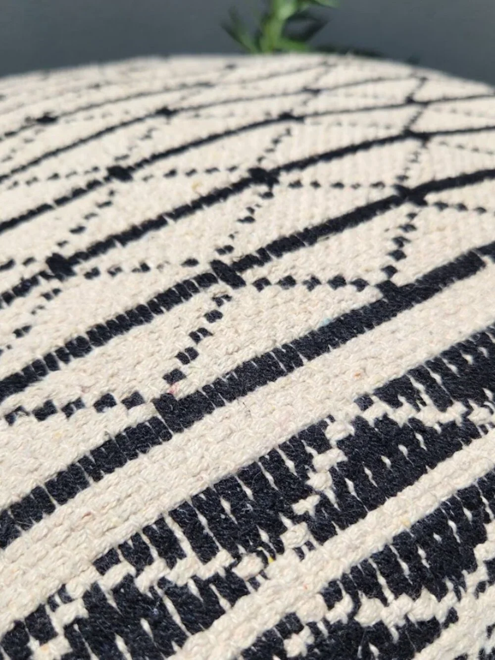 Hand Woven Geometric Accent Throw Pillow Creme Black Off White with Tassels 21